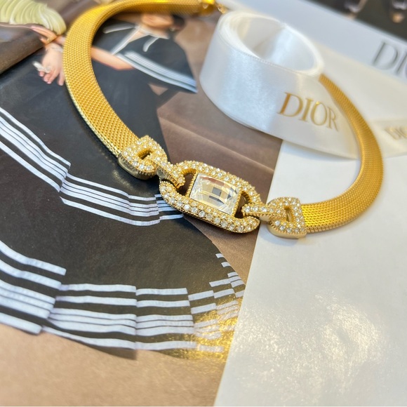DIOR Dignity Pendant Gold Plated Christian Dior Choker - Picture 11 of 12
